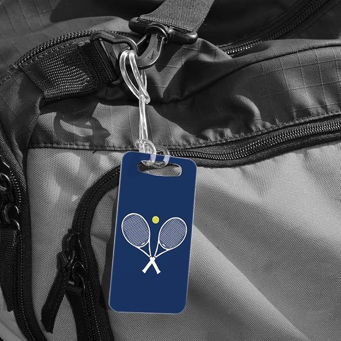 ChalkTalkSPORTS Tennis Luggage & Bag Tag | Crossed Tennis Rackets | Custom Info - Image 5