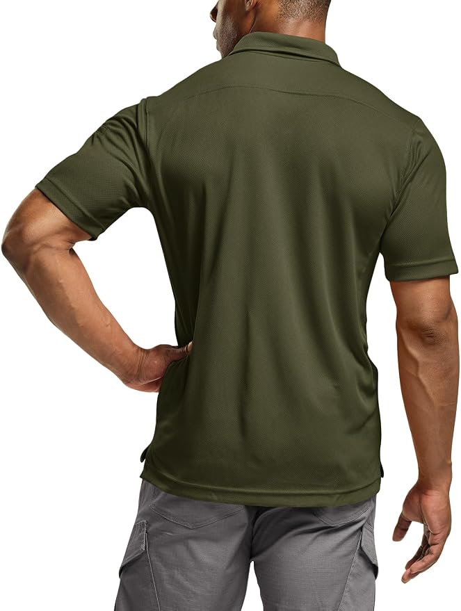 CQR Men's Polo Shirts, Tactical Short Sleeve Golf Performance Shirts, - Image 3