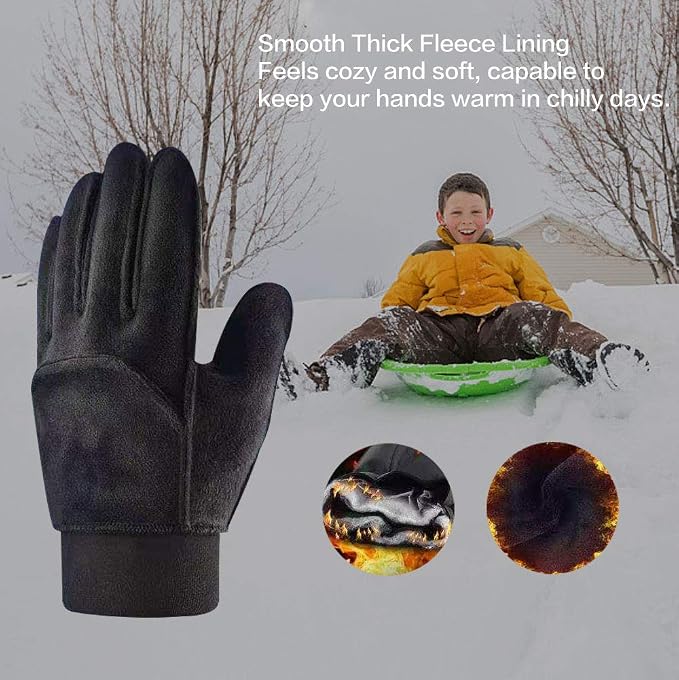 Kids Winter Gloves Back Water Repellent Touchscreen Warm Fleece Anti-Slip - Image 3