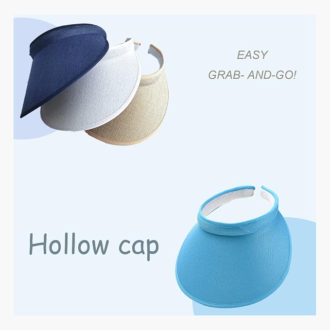 Cloth Covered Slip-On Visor for Women, Adjustable Cap Sports Sun Visors for Men - Image 2