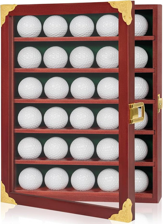 Golf Ball Display Case, Solid Wood Golf Ball Holder, Wall Mounted Golf Ball Rack by WELIDAY