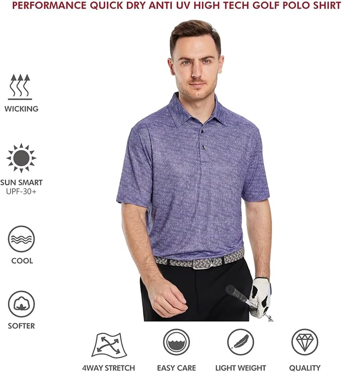 Golf Shirts for Men Dry Fit Short Sleeve Print Performance Moisture Wicking - Image 5