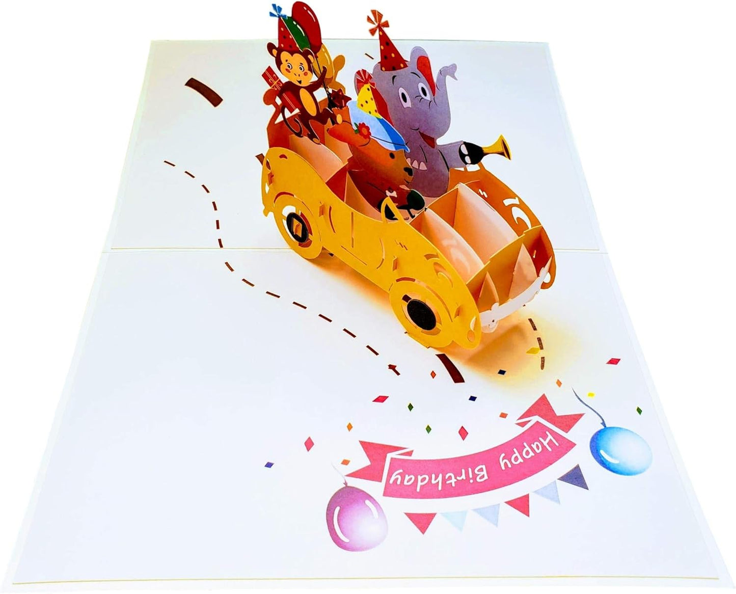 iGifts And Cards Jungle Birthday Party Pop-Up Card 5" x 7" – Fun Animal Celebration 3D Greeting for Kids, Friends, Family, Safari Lovers, Party Enthusiasts, Zoo Theme Surprise with Envelope