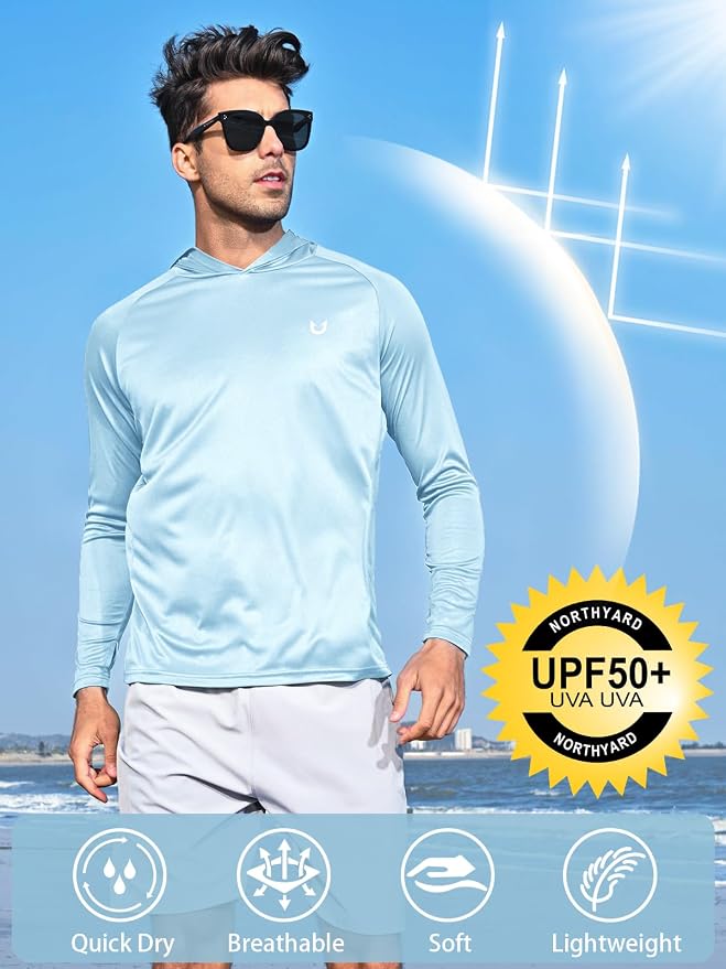 NORTHYARD Men's UPF 50+ Hoodie Shirts Long Sleeve Sun Protection Fishing Swim - Image 2