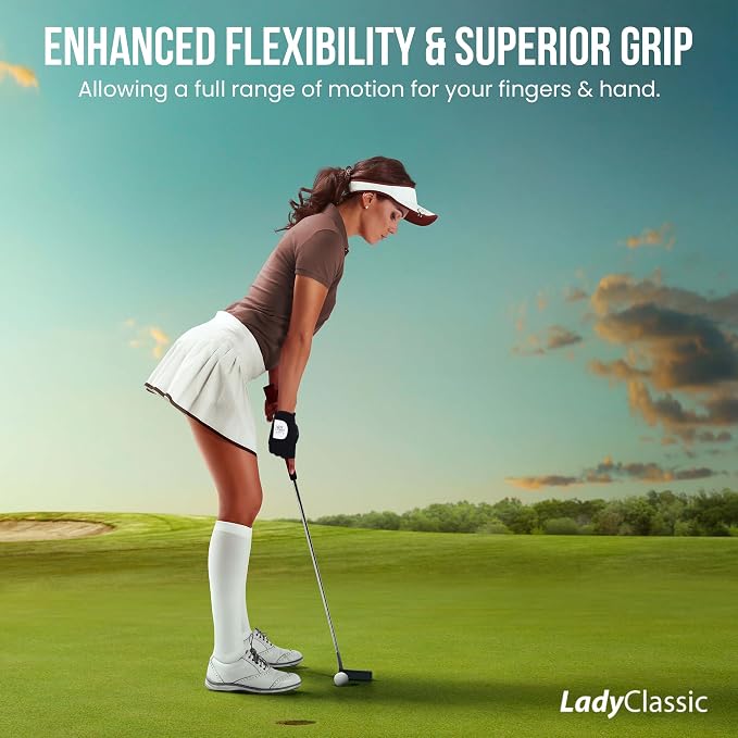 Mesh Half Golf Glove for Women – Premium Cabretta Leather Palm, Breathable Mesh - Image 7