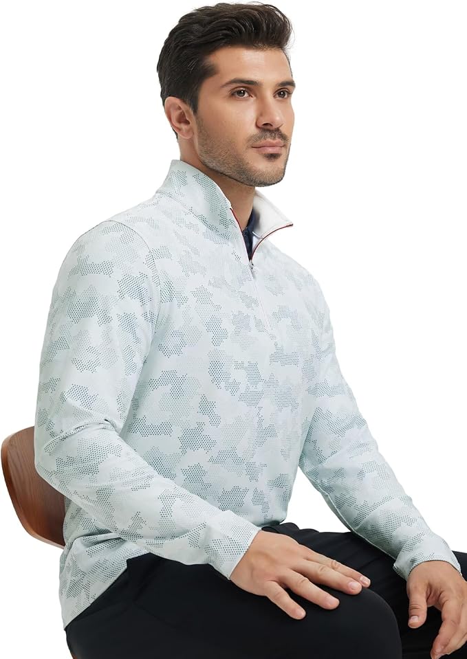 M MAELREG Quarter Zip Golf Pullover Men Dry Fit Long Sleeve Performance Wicking - Image 6