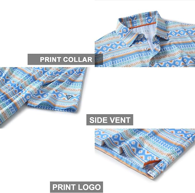 Golf Shirts for Men Dry Fit Short Sleeve Print Performance Moisture Wicking - Image 4