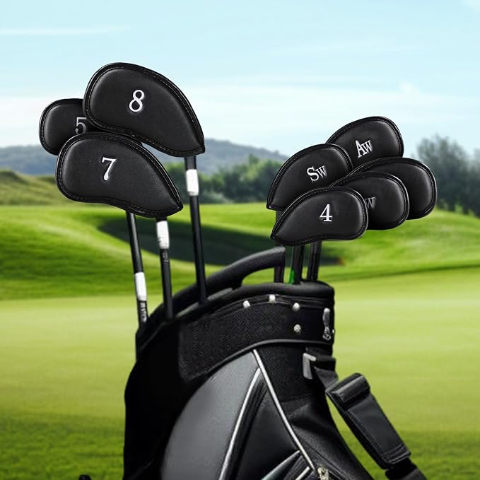 Premium Leather Golf Club Covers -Double-Sided Embroidered Golf Iron Covers - Image 7