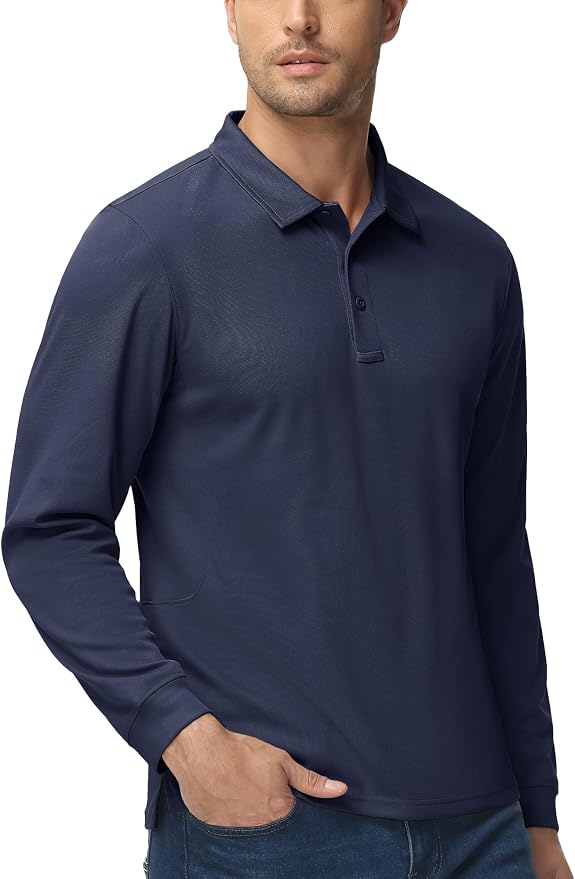 MAGCOMSEN Men's Polo Shirts 3 Button Quick Dry Performance Long Sleeve Tactical - Image 6
