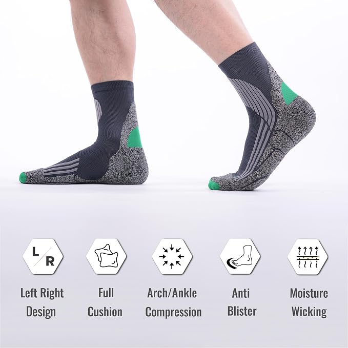 Tactia Full Cushion Compression Socks Men, Coolmax No-Blister Wicking Padded - Image 5