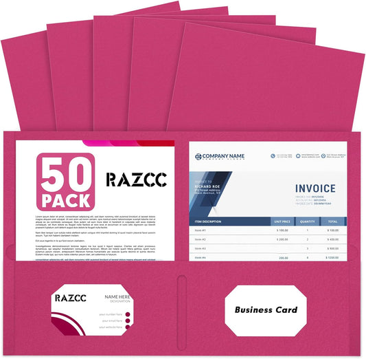 50 Pack 2 Pocket Folders - Letter Size, Magenta