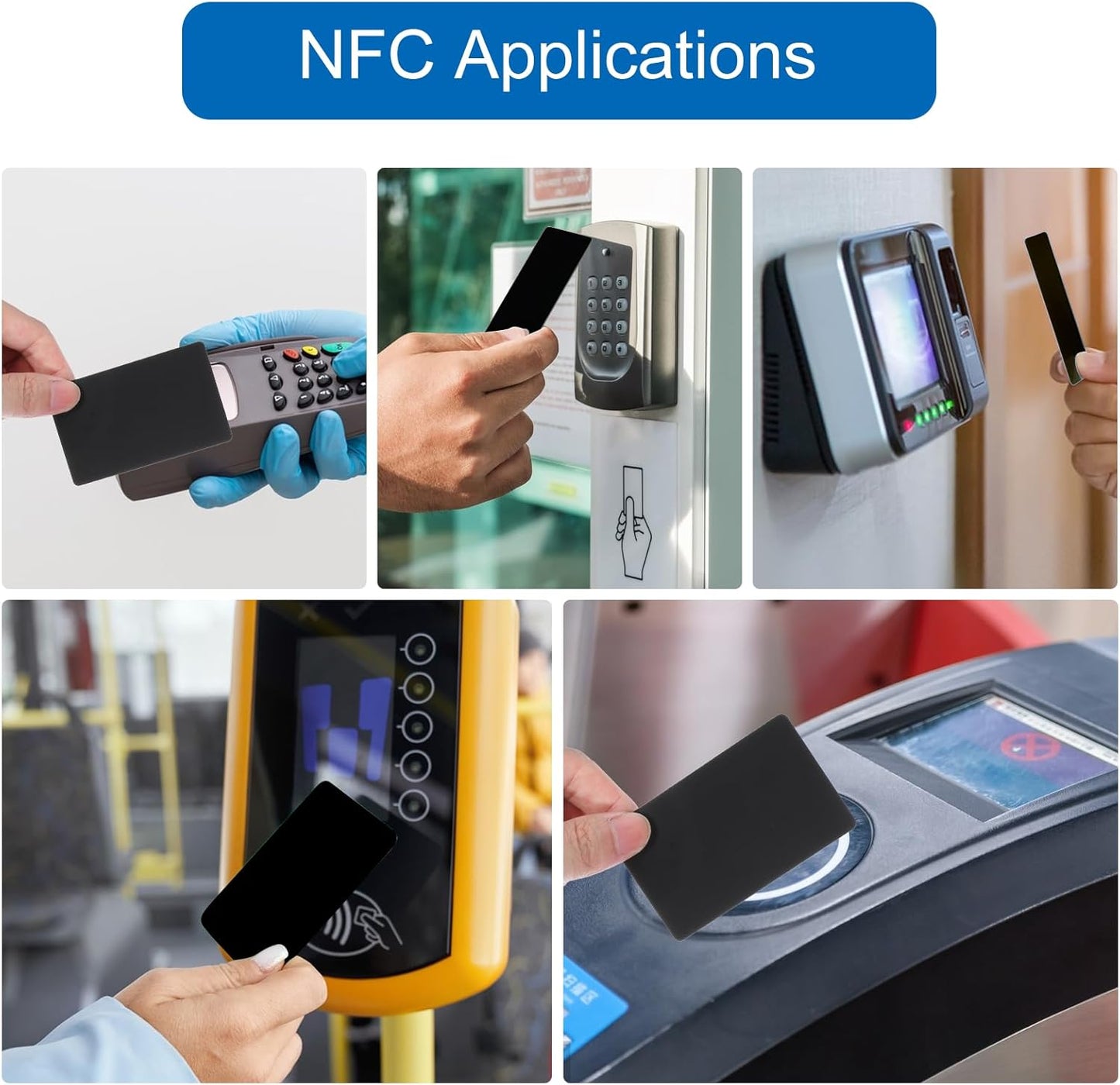 20pcs NFC Cards Rewritable NFC Tags NTAG 215 PVC Cards Blank Easy Convenient Programmable NFC Business Card Chip 504 Bytes Memory NFC Tag Compatible with All NFC Enabled Black