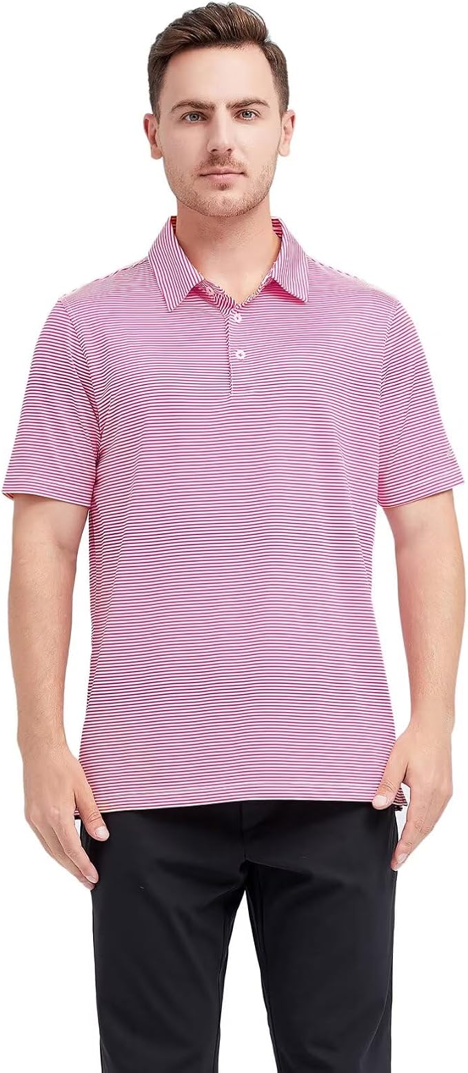 Golf Shirts for Men Dry Fit Short Sleeve Print Performance Moisture Wicking - Image 2