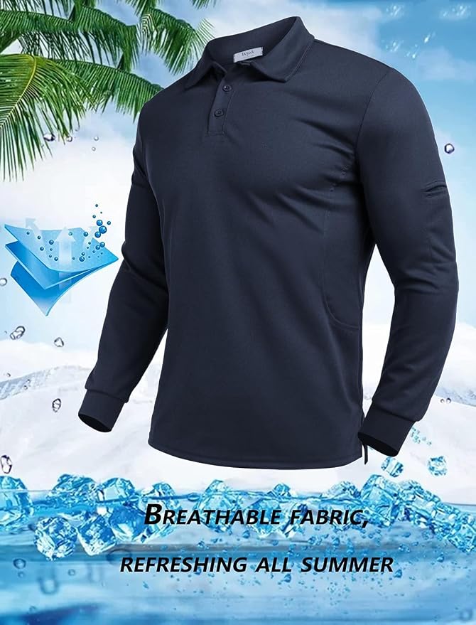Deyeek Men's Polo Shirts Long Sleeve Golf Polo Shirts - Image 2