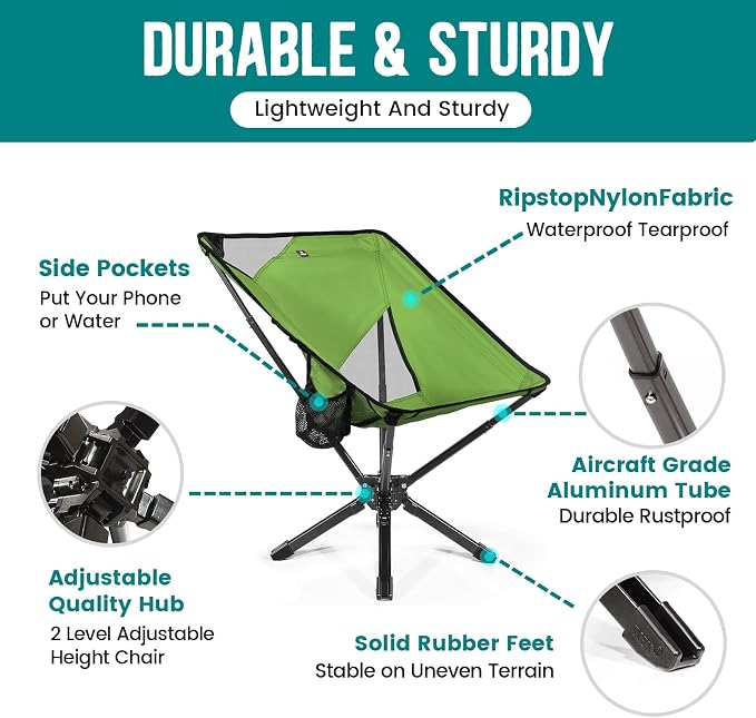 Adjustable Portable Camping Chair RiseLite Lightweight Compact Folding Chair - Image 4