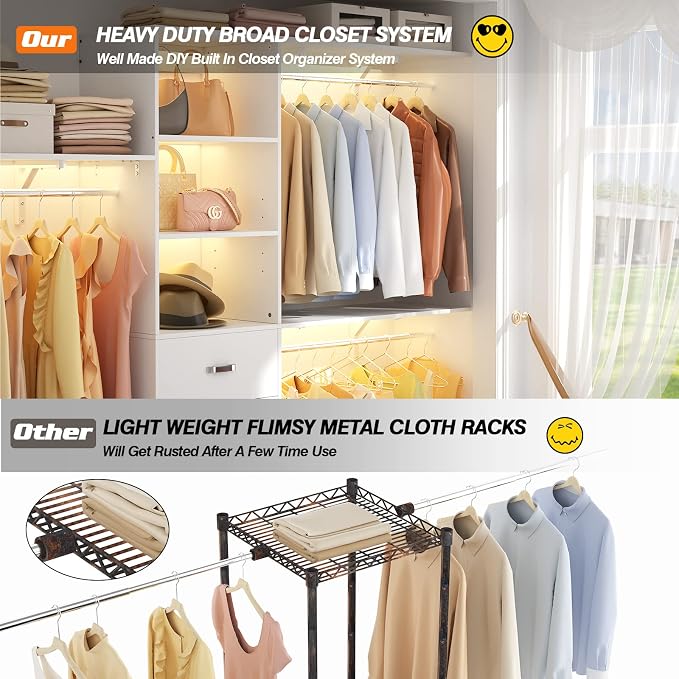 8FT Closet System, Wall Mount Bedroom Wardrobe - Image 7