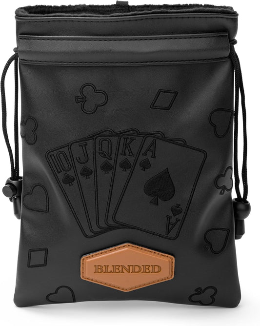 Golf Valuables Pouch Poker Embroidery Golf Pouch Bags with Drawstrings Leather Golf Tee Bag Pouchs for Men Women
