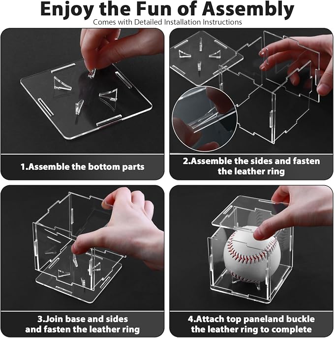 2 Pack Assembled Baseball Display Case, UV-Blocking Acrylic Baseball Holder - Image 6