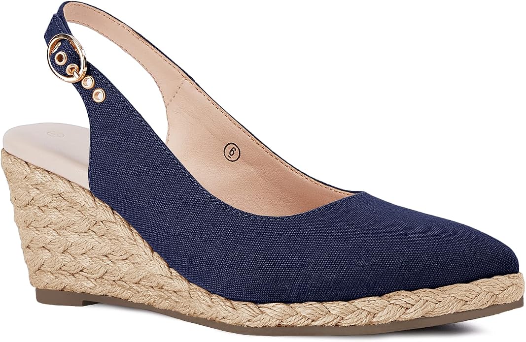 Juliet Holy Womens Wedge Sandals Espadrilles Closed Toe Slingback Buckle Strap by JulietHoly
