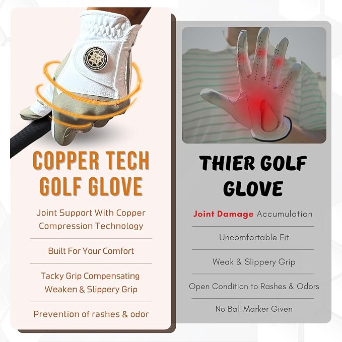 Copper Tech Golf Gloves Men Right Handed Golfer or Left Handed Golfer | Copper - Image 5