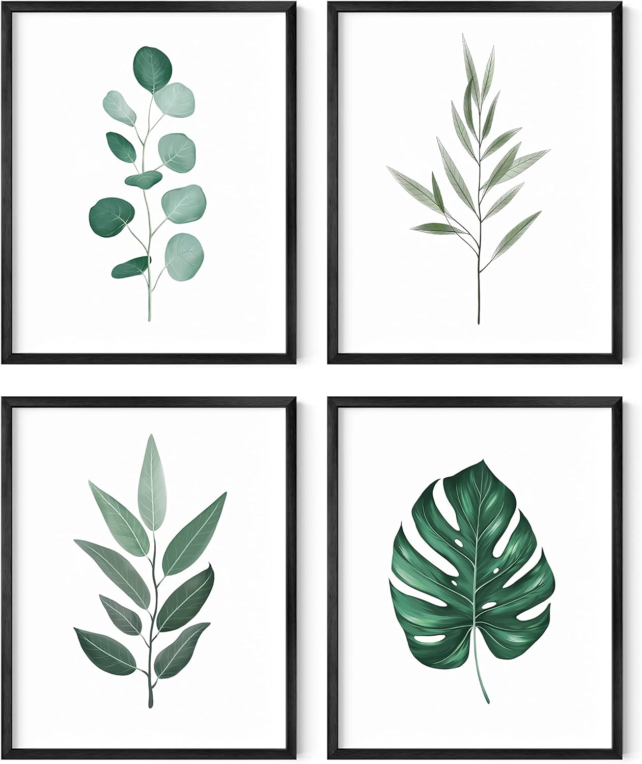 HAUS AND HUES Plant Wall Art - Green Wall Art Collection, Botanical Prints, Leaves Paintings for Minimalist Decor (8x10, UNFRAMED)