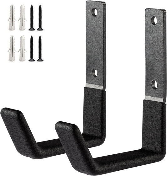 Heavy Duty Wall Mount Hooks, Utility Hooks, Tool Organizer - Steel Garden/Garage Hose Hanger U Hooks (2, Small)
