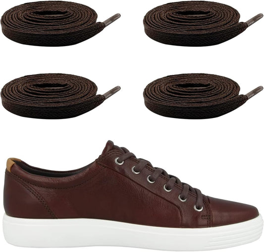 2 Pairs Waxed Flat Shoe Laces for ECCO Lace Up Leather Sneakers, 1/4"(6mm) Dress Cotton Shoelaces Replacement