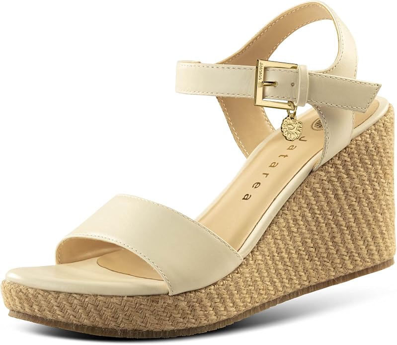 JATAREA Leather Wedge Sandals for Women | Women's Sandals Perfect for Summer by JATAREA