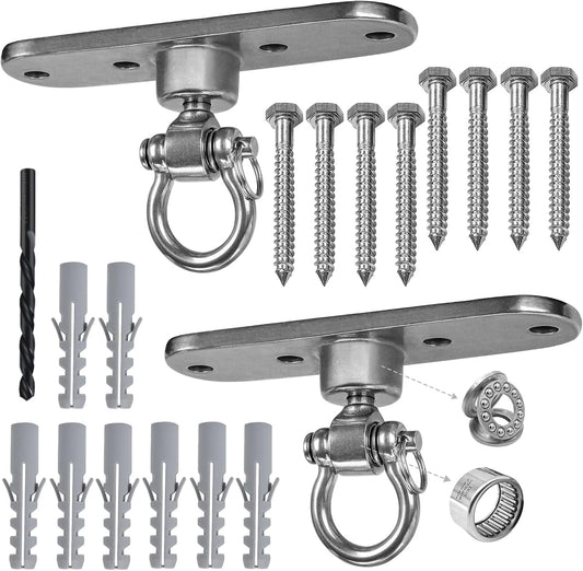 2 of Heavy Duty Stainless Swing Hanger with Smooth Swing Bearings 180°+360°, 1500 lb Capacity for Indoor Outdoor Playground Yoga Hammock Chair Sandbag Porch Swing Bag