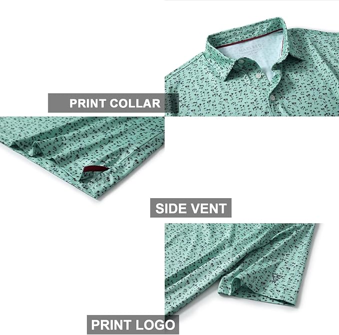 Golf Shirts for Men Dry Fit Short Sleeve Print Performance Moisture Wicking - Image 4
