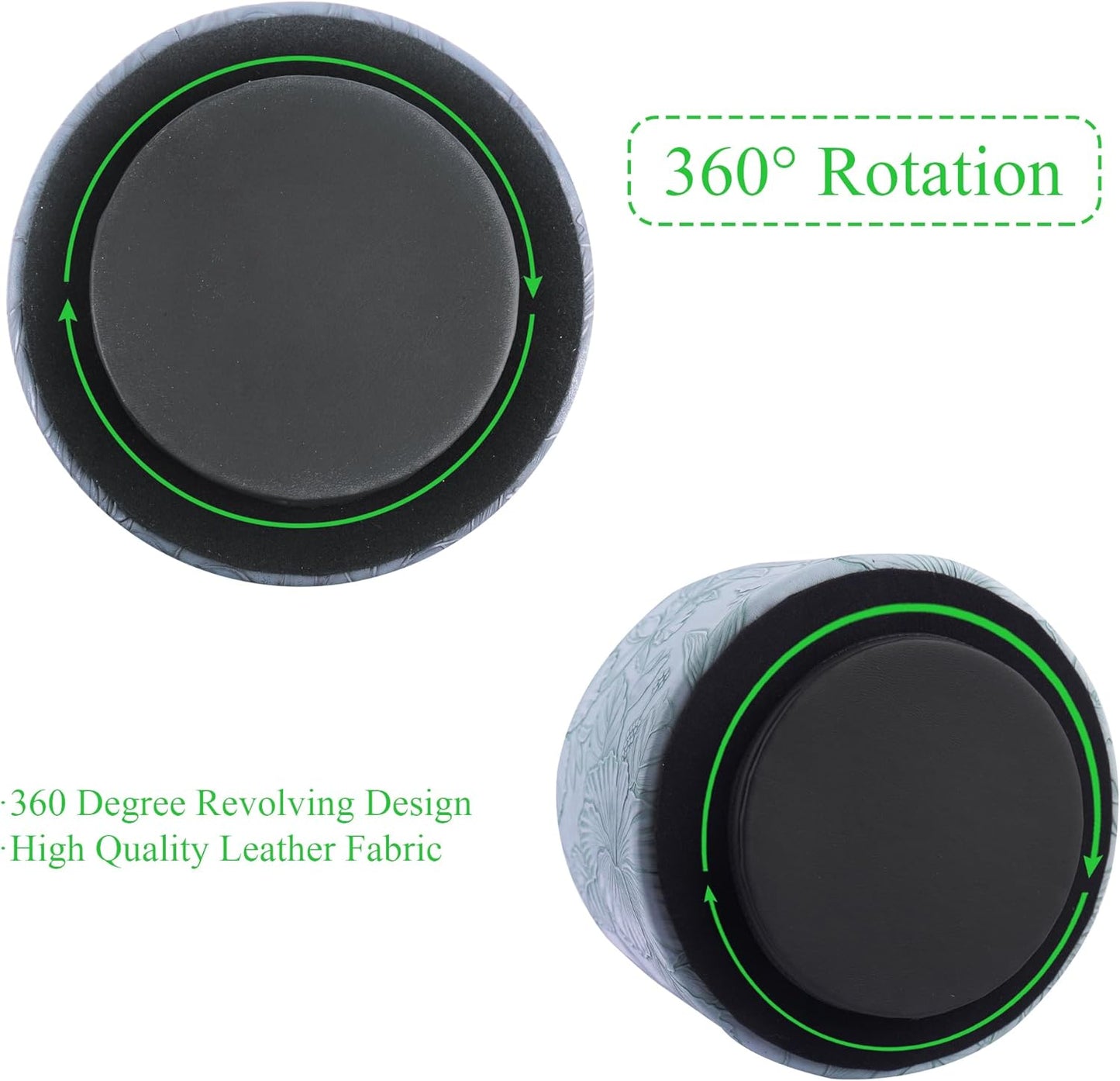 Hennaja Round Leather Art Supply Organizer,Remote Control Holder,360 Degree Spinning,Multi-Functional Pencil Holder,4 Compartments Desktop Stationary Organizer(1-Carved Light Blue)