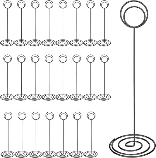 24Pcs 8.86in Wire Photo Holder Black Table Number Holder, Place Card Holders, Menu Memo Note Card Small Table Number Stands Picture Holders for Center Decoration Wedding Reception Party Birthday