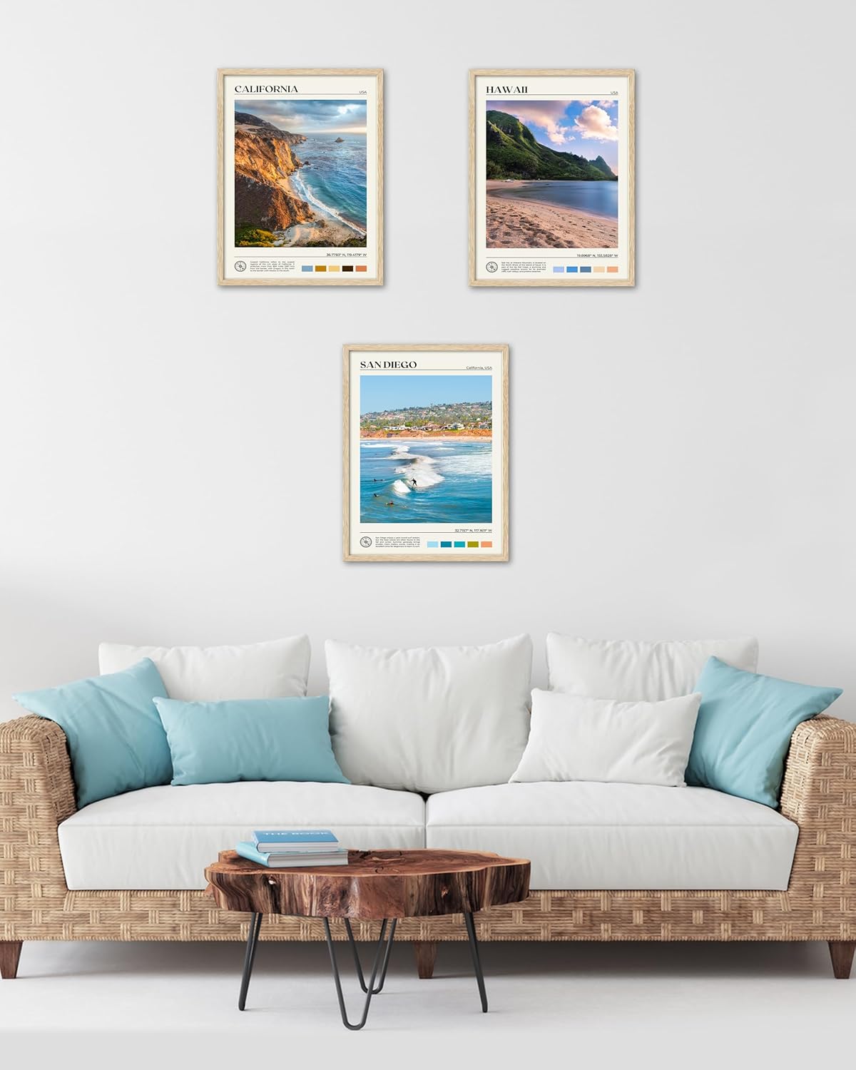 HesenDot Natural OAK Wood Hawaii Framed Wall Art,12x16in Makana Mountain Natural Scenery Canvas Wall Print,Classic Urban City Landmark Wall Decor for Living Room,Bedroom,Office Gallery Gifts Set of 1