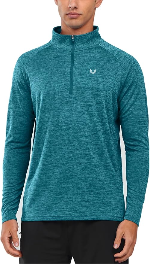 NORTHYARD Quarter Zip Pullover Men Running Shirt Long Sleeve Moisture Wicking - Image 2