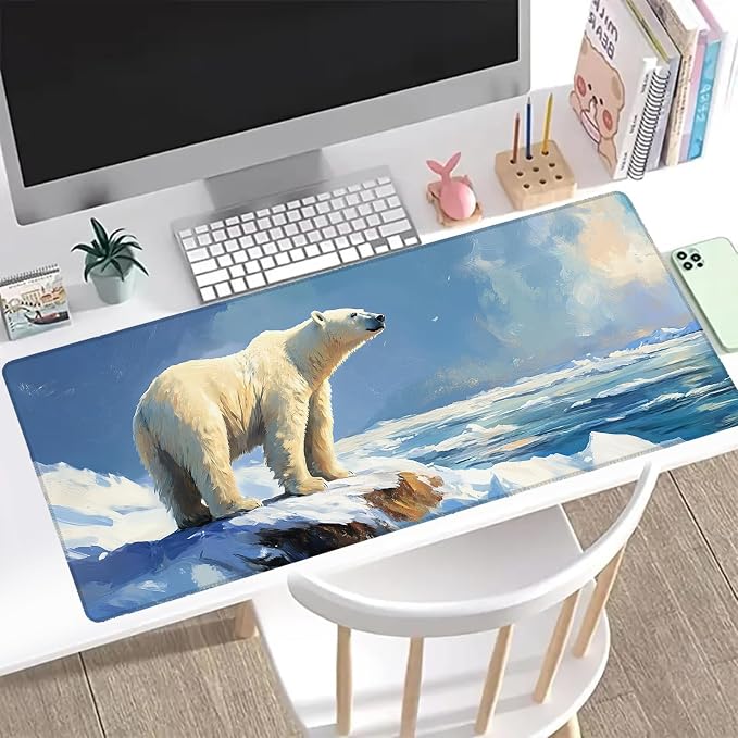 Polar Bear Gaming Mouse Pad, Office Desk Mat, Anti-Slip Rubber Base Cool - Image 2