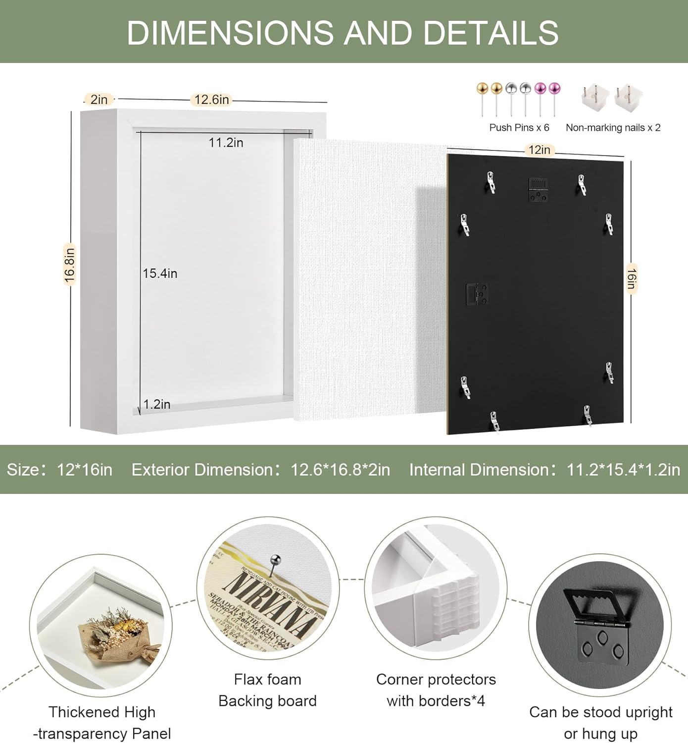 12x16 Shadow Box Display Case Picture Frame with Soft Linen Back, Large Deep Black Shadow Box 12x16 for Flowers Medal Display Case Jersey pet Graduation Memorabilia Baby Ltems Crafts Photos