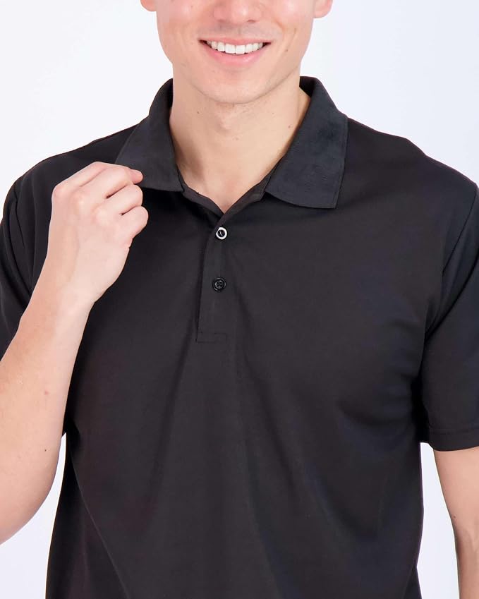 Real Essentials 3 Pack: Men's Quick-Dry Short Sleeve Athletic Performance Polo - Image 3