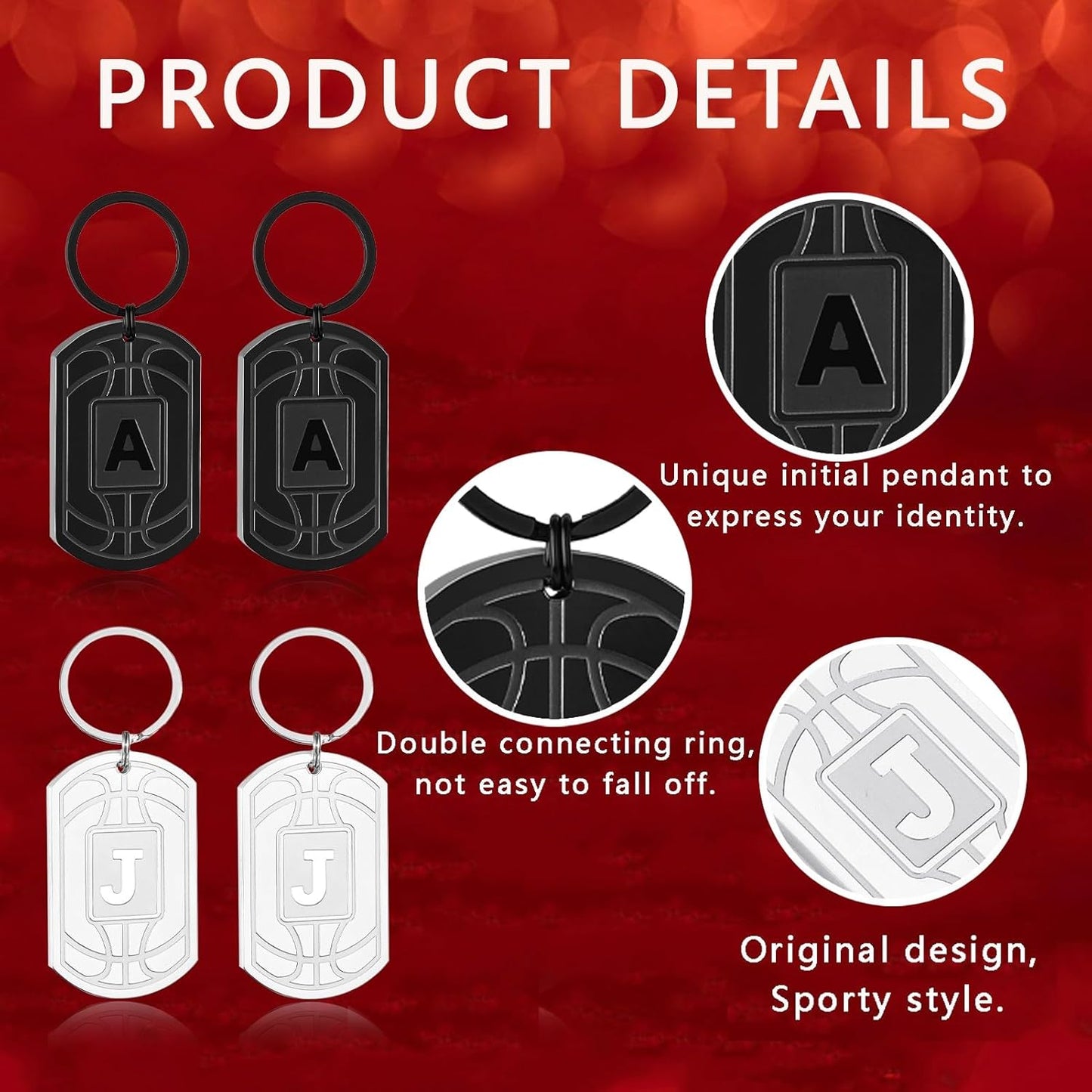 Initial Keychain Gifts for Men,Basketball Dog Tag Mens Keychains for Men Him Dad