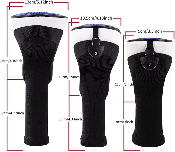 Golf Club Head Cover for Driver Fairway Hybrid 3 Pcs Woods Headcovers, Golf - Image 3