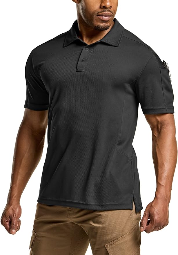 CQR Men's Polo Shirts, Tactical Short Sleeve Golf Performance Shirts, by CQR%C2%AE