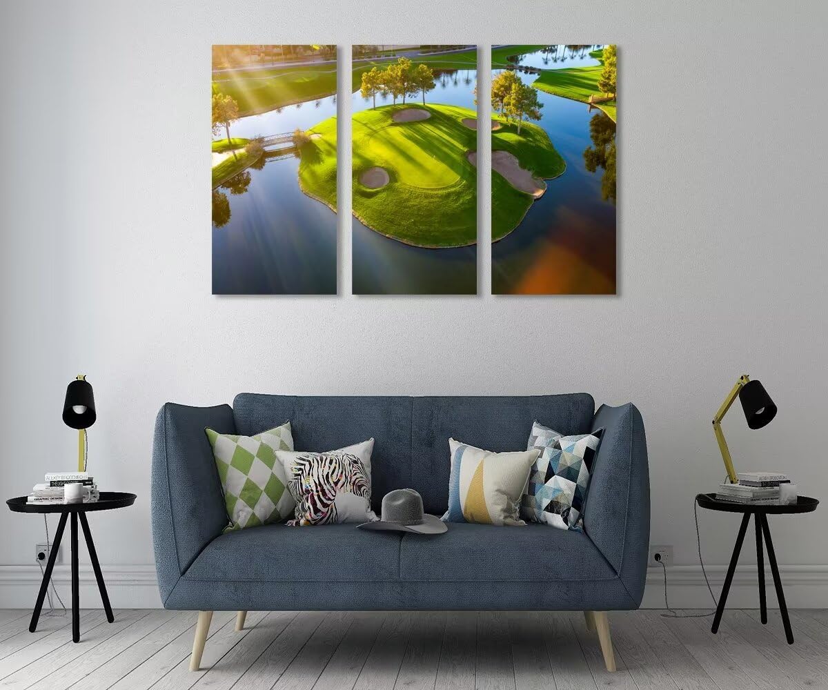 Island Golg Hole in Arizona Golf Course Wall Art for Living Room Bedroom Bathroom Home Decoraitons Golf Course Pictures Posters Framed Artwork Canvas Prints Ready to Hang(20''W x 40''H x3)