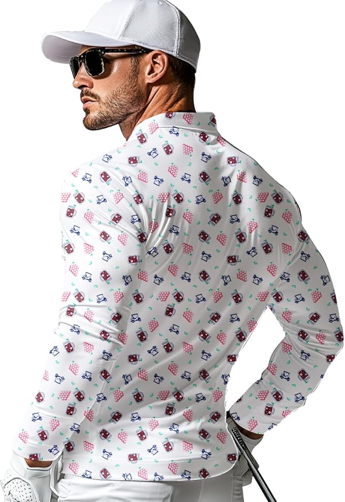 Men's Long Sleeve Golf Shirt Quick Dry 3 Button Work Fishing Outdoor Casual - Image 2