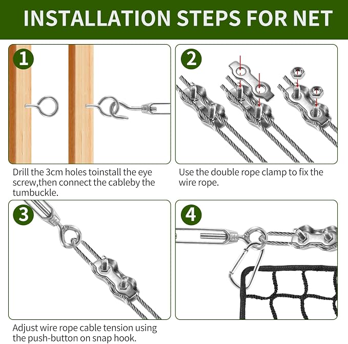NQB Golf Practice Net with Steel Hanging Kit & Nylon Rope, Hitting Net - Image 5