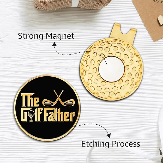 Hafhue The Golf Father Black Gold Golf Ball Marker - Image 4