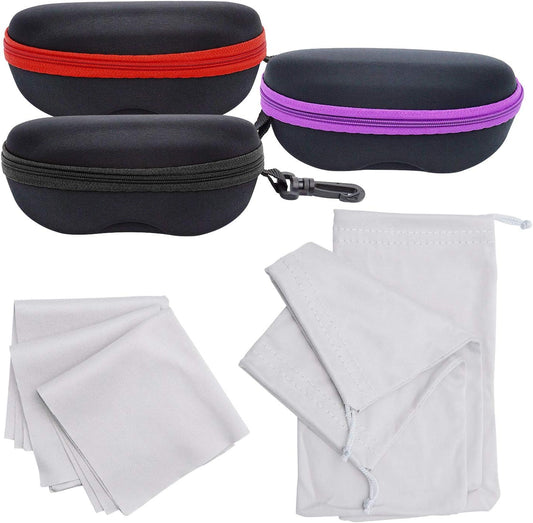 INNOLIFE Zipper Hard Shell Sunglasses Cases, Portable Travel Eyeglasses Cases with Plastic Hook for Men Women