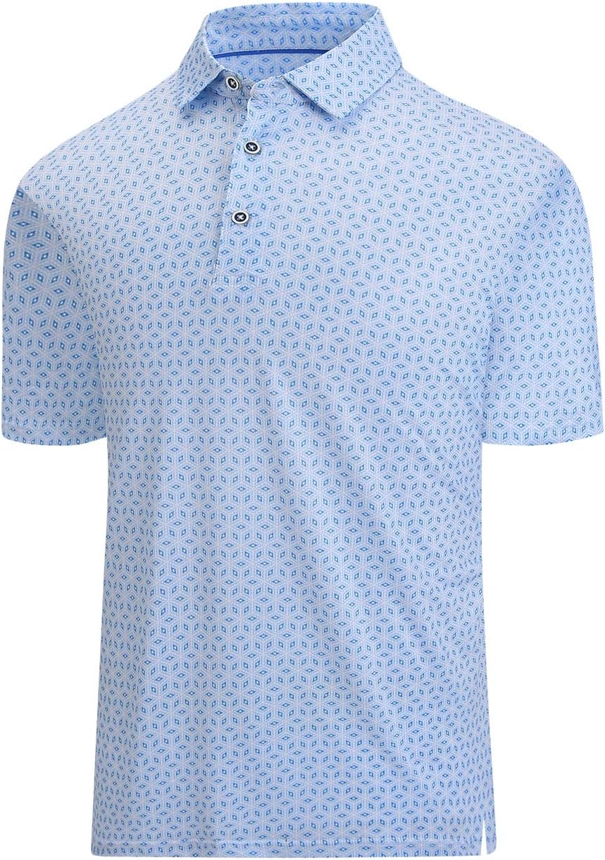 Hodaweisolp Golf Shirts for Men Dry Fit Print Moisture Wicking Performance Short Sleeve Polo Shirt