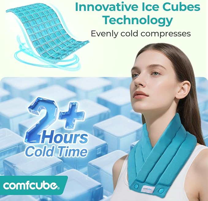 Neck Ice Pack Wrap for Cervical Pain and Cooling, 2 Hours Long Lasting Cold Ice - Image 2
