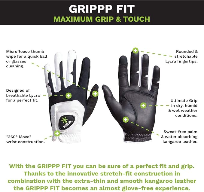 HIRZL GRIPPP FIT Golf Glove – All Weather Mens Golf Glove | Kangaroo Leather & - Image 2