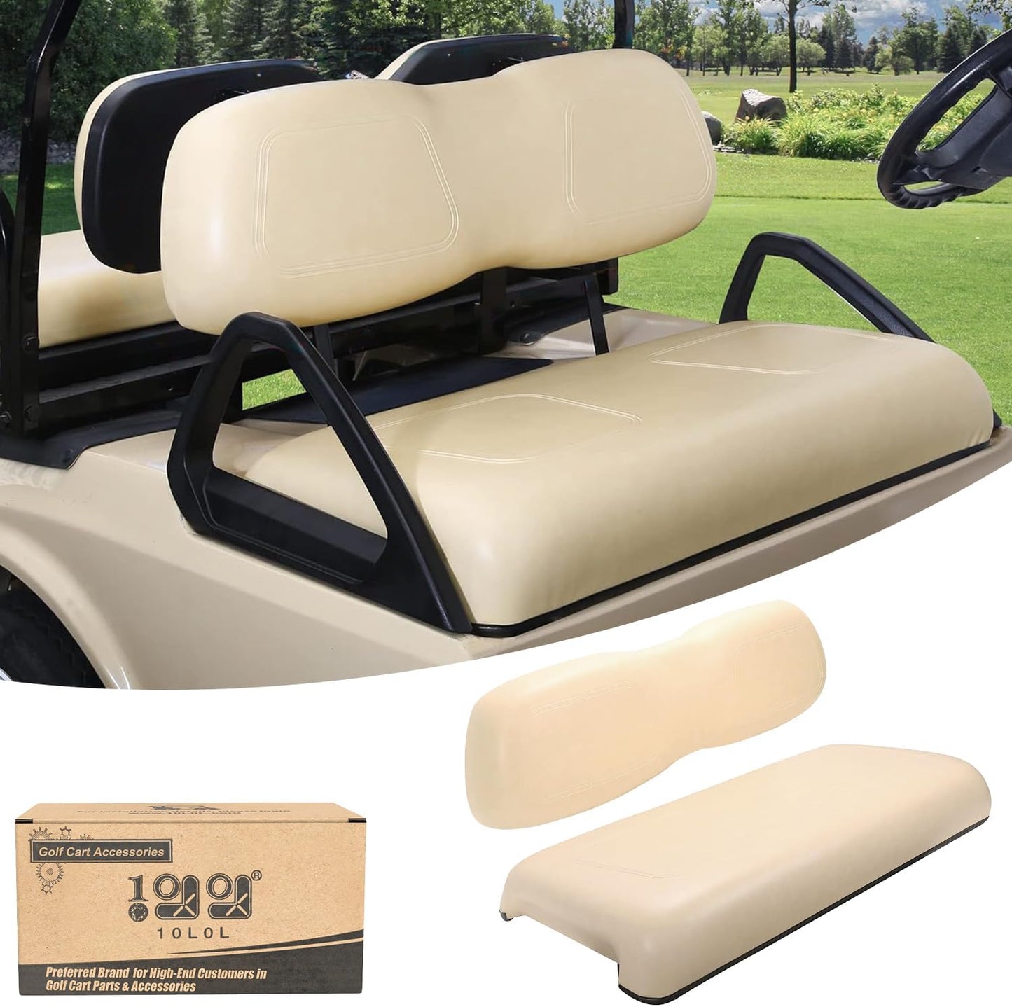 10L0L Front Seat Bottom & Backrest Assembly for Club Car DS 2000.5-up Golf Cart, Factory Style Replacement Cushions
