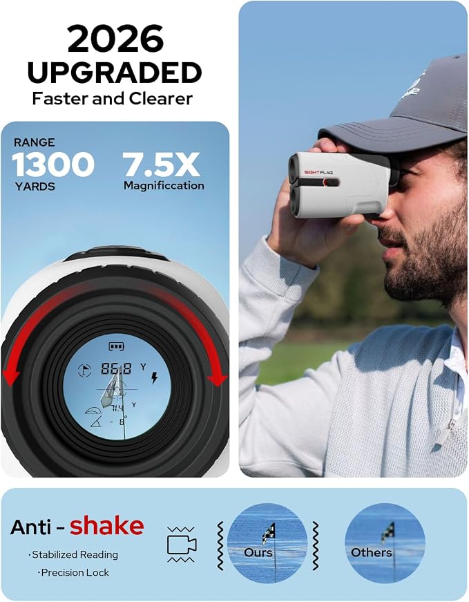 Golf Rangefinder with Slope, 1300 Yards Laser Range Finder Golf, 7.5X - Image 3